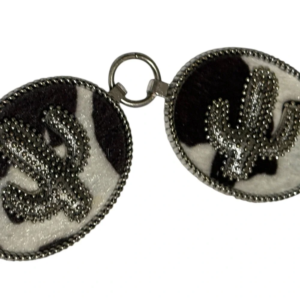Ale Accessories Western Cactus Cow Hair Concho Chain Belt Silver OS Boho Rodeo